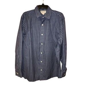 Duluth Trading Co Men's Blue Checked Button Down Shirt‎  Cotton Size Large
